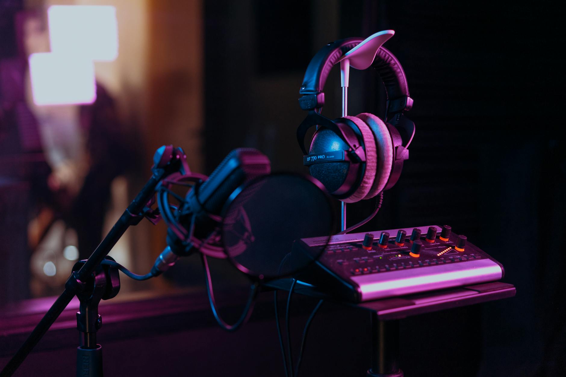 an audio equipments inside the studio